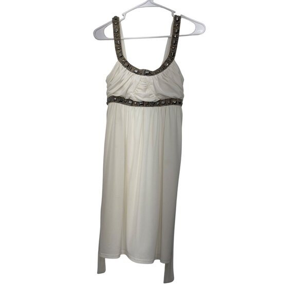 Jodi Kristopher Y2k Women Cream Embellished Empire Waist Babydoll Dress SZ S - Picture 1 of 15